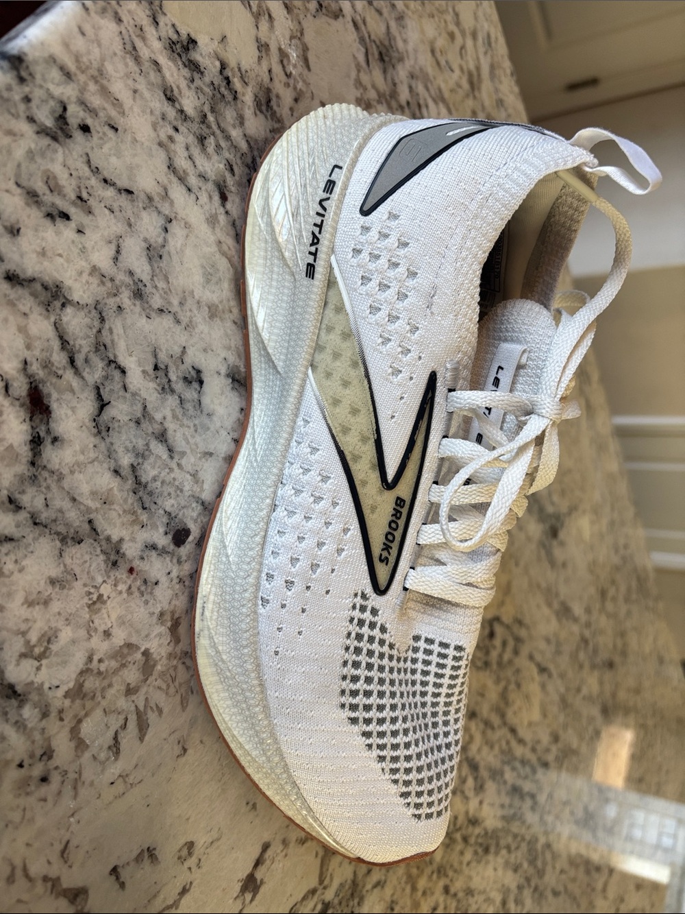 Women’s Brooks Levitate 6. White Knit Running Sneakers - Lightweight Comfort - Picture 6 of 11
